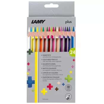 LAMY plus trikampio formos spalvoti pieštukai, 24 vnt. kartoninėje dėžutėje, ergonomiški, matinis paviršius, nelūžtantis švinas 1222008