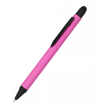 ONLINE SCHREIBGERÄTE ALU Stylus rašiklis su capacitive ekrano pieštuku, rožinis, mėlynas rašalas, aliuminio korpusas, ištraukiamas, papildomas, 1 vnt. (32117/3D)