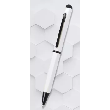 ONLINE SCHREIBGERÄTE Hexagon Stylus tušinukas su kapacityviniu stiliumi, baltas korpusas, mėlynas rašalas, sukimo mechanizmas, aliuminis, 1 vnt. (21031/3D)