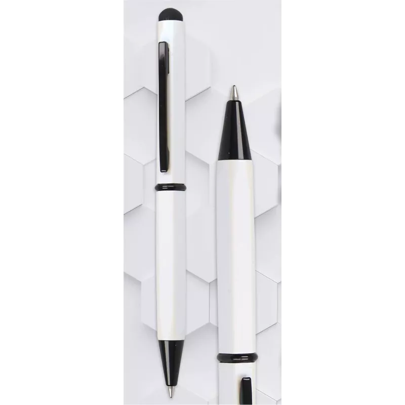 ONLINE SCHREIBGERÄTE Hexagon Stylus tušinukas su kapacityviniu stiliumi, baltas korpusas, mėlynas rašalas, sukimo mechanizmas, aliuminis, 1 vnt. (21031/3D)