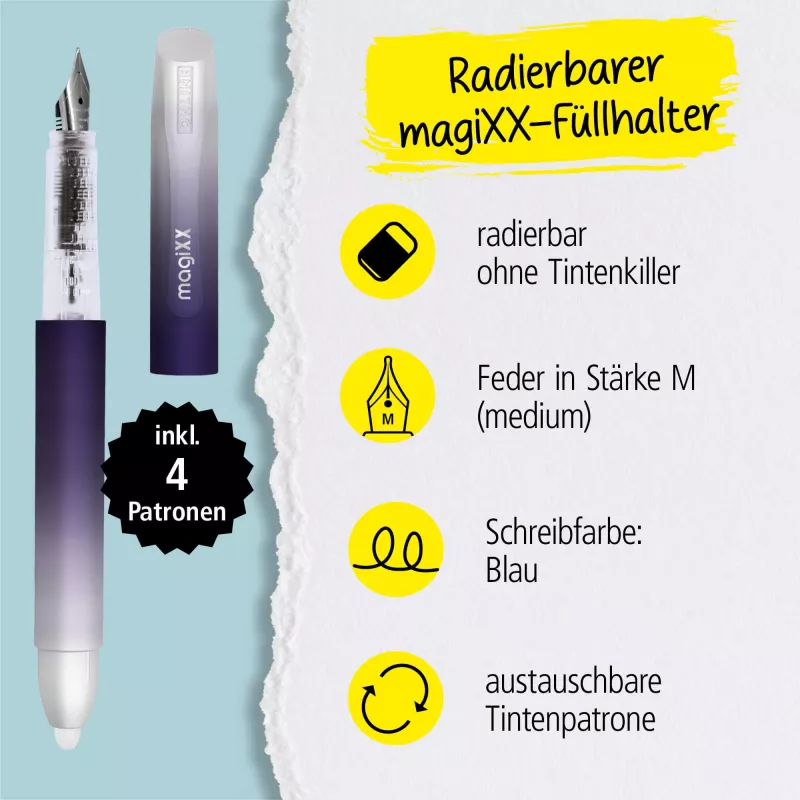 ONLINE magiXX Lavender fontaninis rašiklis, vidutinis (M) antgalis, violetinis 70198