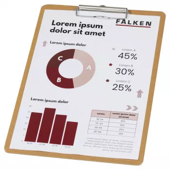 FALKEN PURE Nature A4 raštų lentelė, ruda perdirbto kartono, metalinis spaustukas, įtraukiama pakabinimo kilpa, 80 lapų talpa 15072600000F