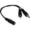 GoodConnections AD-35B2S garso Y-adapteris 3,5 mm stereo lizdas į 2x RCA mono kištukus, 20 cm, nikeliuoti kontaktai, juodas