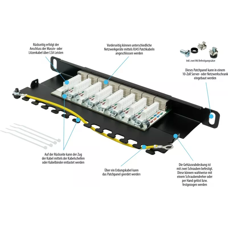 GoodConnections Alcasa GC-N0130 Cat6a ekranuotas RJ45 Keystone modulis - 10GbE, 22-26 AWG, juodas