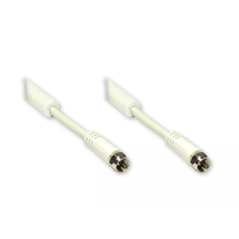 GoodConnections F-Type – F-Type koaksialinis kabelis su ferito šerdimi, 100% ekranuotas, 2,5 m, baltas (S-FP25W)