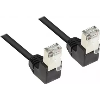 Good Connections Cat 5e F/UTP tinklo kabelis, 3m, juodas, 90° kampu žemyn nukreipti RJ45 jungtys 805S-030WI