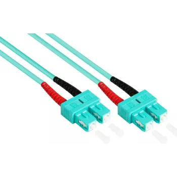 GoodConnections 10m dvigubas daugiamodis OM3 50/125 SC/SC šviesolaidinis jungiamasis kabelis, aqua LSZH LW-810SC3