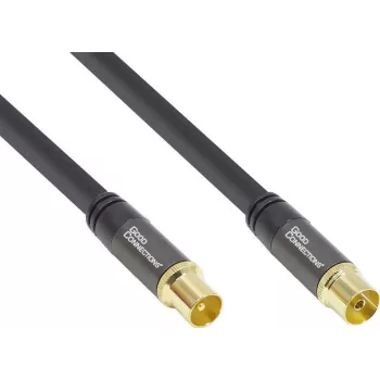 GoodConnections SmartFLEX antenos kabelis, IEC koaksialinis vyriškas į moterišką, auksuotas, keturgubai ekranuotas, 120 dB, juodas, 7,5 m (GC-M2056)