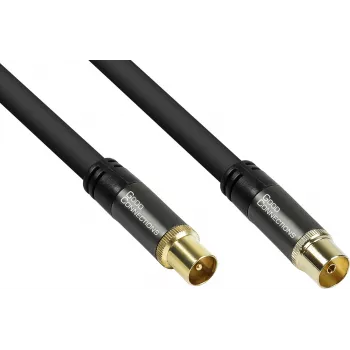 GoodConnections SmartFLEX antenos kabelis, IEC koaksialinis vyriškas į moterišką, auksuoti kontaktai, keturgubai ekranuotas, 120dB, juodas, 10m (GC-M2057)
