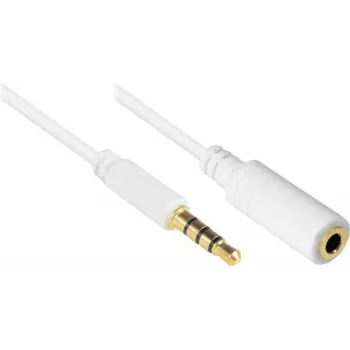 GoodConnections 3,5 mm 4 polių TRRS audio prailginimo kabelis, vyriškas į moterišką, baltas, 5 m AS-35V4W5