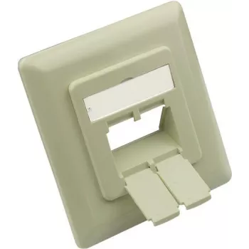 GoodConnections centrinė plokštė 50x50mm su rėmeliu 80x80mm tinklo lizdams, perlamutrinė balta RAL1013 (GC-N0154)