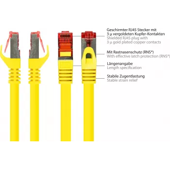 GoodConnections RNS® Cat. 6 S/FTP tinklo kabelis su apsauginiu užraktu, PiMF, PVC, 250 MHz, geltonas, 25 m 8060-250Y