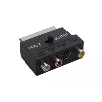 GoodConnections Alcasa 5525-3CU SCART į 3x RCA + S-Video adapteris su krypties perjungikliu, juodas