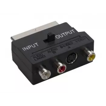GoodConnections Alcasa 5525-3CU SCART į 3x RCA + S-Video adapteris su krypties perjungikliu, juodas