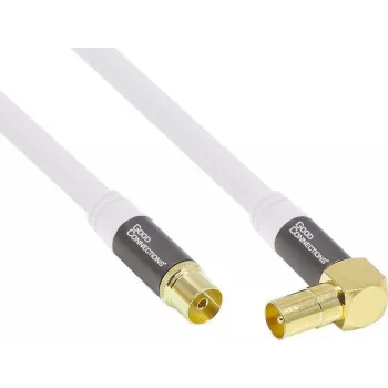 Good Connections GC-M2070 SmartFLEX TV kampinis antenos kabelis - 30 m - IEC koaksialinis kištukas kampinis į lizdą - keturgubai ekranuotas 120dB 75 Ohm - auksuoti kontaktai - baltas