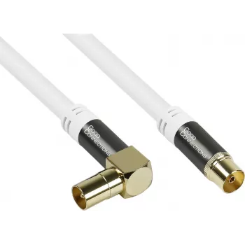 Good Connections GC-M2070 SmartFLEX TV kampinis antenos kabelis - 30 m - IEC koaksialinis kištukas kampinis į lizdą - keturgubai ekranuotas 120dB 75 Ohm - auksuoti kontaktai - baltas
