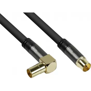 GoodConnections SAT antenos kabelis SmartFLEX, kampuotas IEC/Coax kištukas į lizdą, auksuoti kontaktai, keturgubas ekranavimas, 120 dB, juodas, 10 m (GC-M2077)