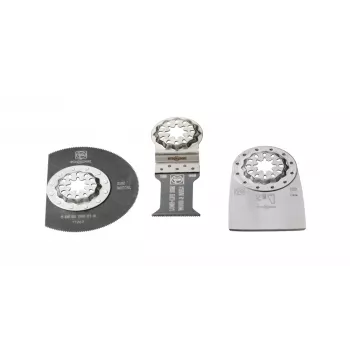 FEIN E-Cut Long-Life Starlock pjovimo geležčių rinkinys, 3 dalių, bi-metalas, skirtas MultiMaster AMM 500 Plus Select, AMM 700 Max Top, AMM 700 Max Select 35222967110