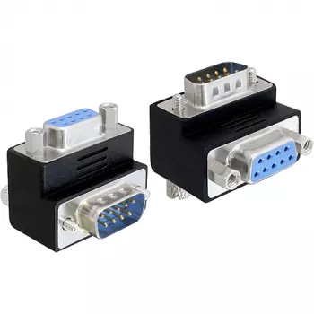 Delock D-Sub 9 kontaktų adapteris, vyriškas į moterišką, 270° kampu, juodas, 65265