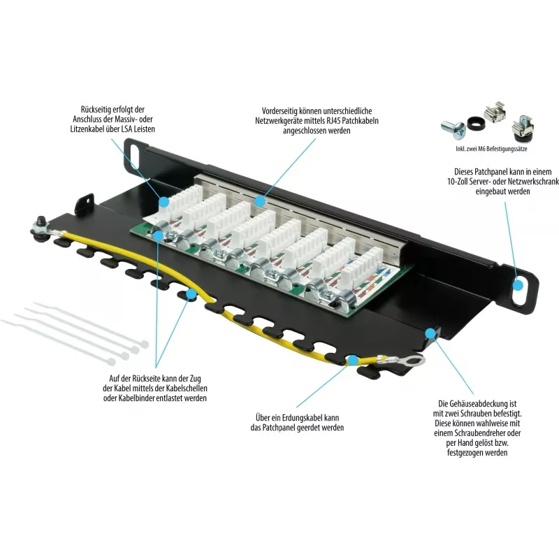 GoodConnections Alcasa GC-N0124 Cat6 ekranuotas RJ45 Keystone lizdas - be įrankių, Gigabit Ethernet, juodas