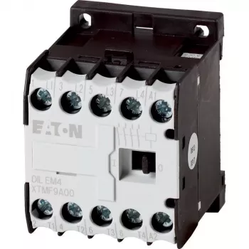 Eaton DILEM4-G (24 V DC) mini kontaktas, 3 polų, 9 A, 4 kW, 1 NO pagalbinis, varžtiniai gnybtai, IP20, juodas/baltas 012701