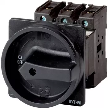 Eaton P3-100/V/SVB-sw pagrindinis jungiklis, 3 poliai + N, 100 A, 690 V AC, IP65, juoda rotacinė rankena 064976