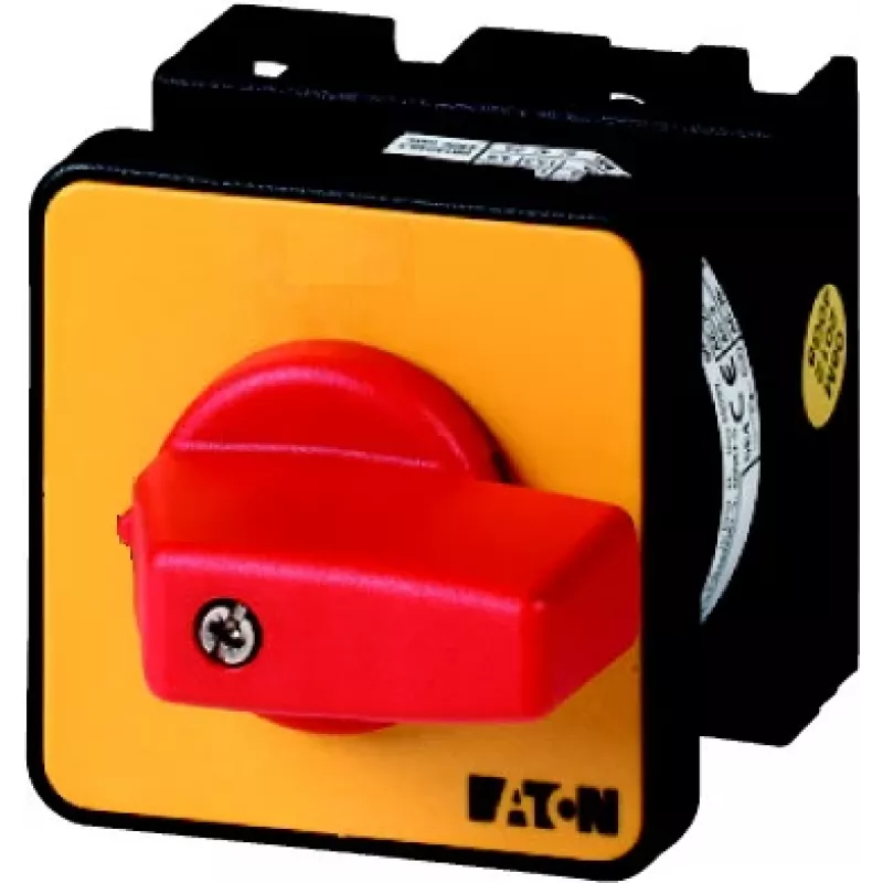 Eaton T0-2-1/E-RT 3 polių kumštelinis jungiklis 20 A, IP65, raudona/geltona 011082