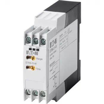 Eaton ETR4-11-W elektroninė laiko relė, su vėlinimo įjungimu, 1 CO kontaktas, 24-240 V AC/DC, 0,05 s-100 h, DIN bėgiui 031883