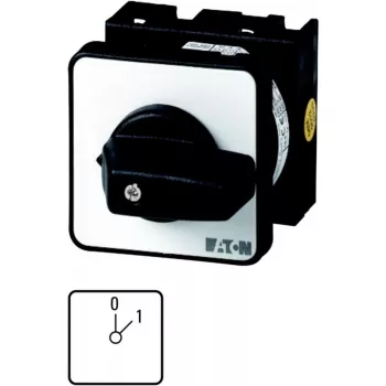 Eaton T0-1-15401/E kumštelinis jungiklis, 1 polius, 20 A, 690 V AC, priekinis montavimas, juoda sukama rankenėlė, IP65 038854