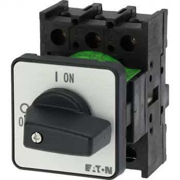 Eaton P1-32/E 3 polių pagrindinis jungiklis / apkrovos atjungiklis, 32 A, 690 V AC, IP65 priekis, sukimosi rankena juoda/balta 079065