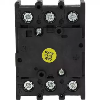 Eaton P1-32/E 3 polių pagrindinis jungiklis / apkrovos atjungiklis, 32 A, 690 V AC, IP65 priekis, sukimosi rankena juoda/balta 079065