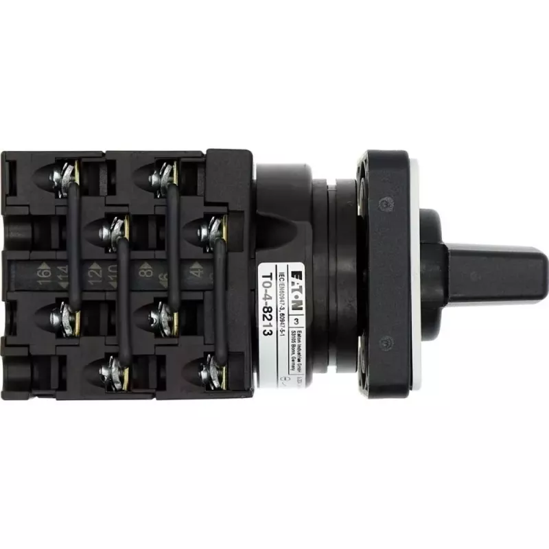 Eaton T0-4-8213/E 4 polių kumštelinis jungiklis 20A 690V IP65 juoda rotacinė rankenėlė 031726