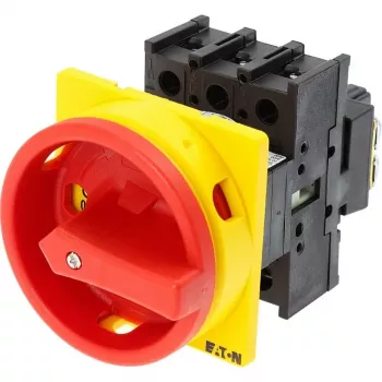 Eaton P1-25/EA/SVB 3 polių rotacinis pagrindinis jungiklis, 25 A, IP65, raudona/geltona rankena 041097