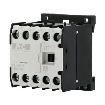 Eaton DILEEM-10 mini kontaktorius - 3 polių, 230 V AC ritė, 9 A, 4 kW, 1 NO pagalbinis, DIN bėgelio montavimas, IP20, juodas/baltas 056674