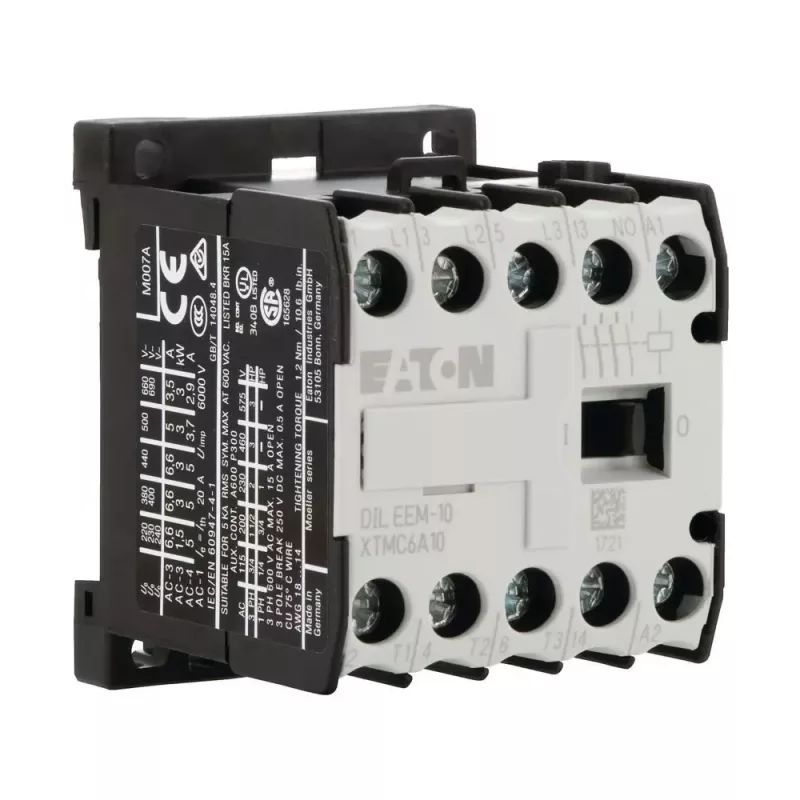 Eaton DILEEM-10 mini kontaktorius, 3 polių, 9 A, 230 V AC / 240 V AC ritė, 1 NO pagalbinis, 690 V izoliacija 051608