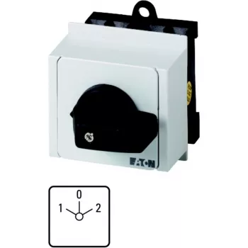 Eaton T0-3-8212/IVS 3 polių ON-OFF sukamasis jungiklis, 20 A, 690 V, juoda rankenėlė, balta priekinė plokštė, IP65 079186