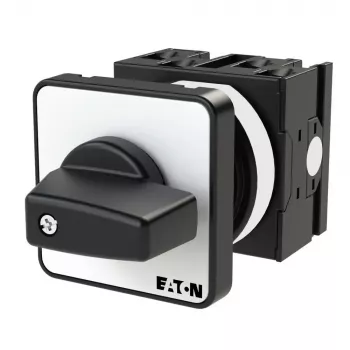 Eaton T0-2-8230/E 2 polių kumštelinis jungiklis ON-OFF 20A 690V priekinio montavimo 48x48mm IP65 juodas/baltas 088685