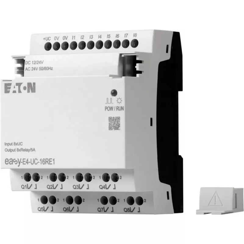 Eaton EASY-E4-UC-16RE1 easyE4 valdymo relė - 8 DI, 4 AI, 8 relinės išvestys, Ethernet, LCD, DIN bėgelis