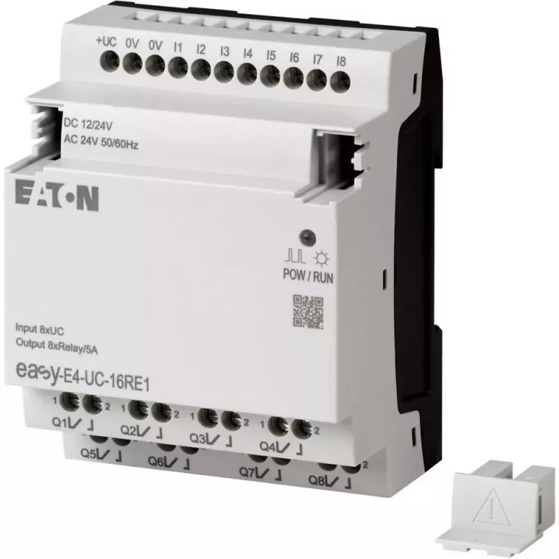 Eaton EASY-E4-UC-16RE1 easyE4 valdymo relė - 8 DI, 4 AI, 8 relinės išvestys, Ethernet, LCD, DIN bėgelis