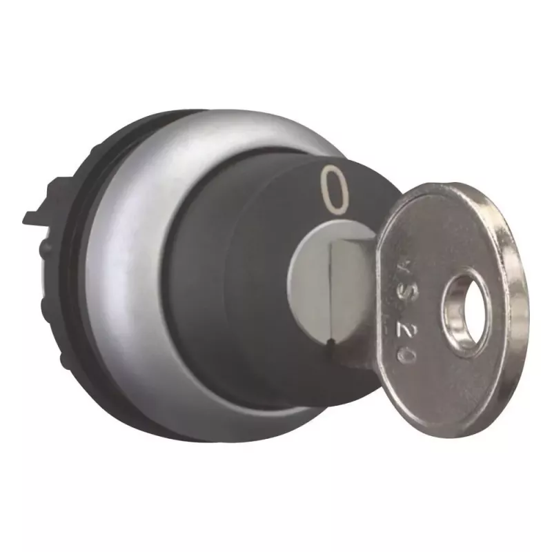 Eaton M22-WRS-MS20 raktinis perjungiklio vykdymo elementas, 2 padėčių, fiksuojamas, MS20 raktas, titano metalo priekinis žiedas, juodas 111779