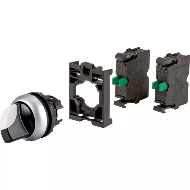 Eaton M22 raktinis perjungiklis, 2 padėčių, fiksuojamas, 2 NO kontaktai, juodas 110922