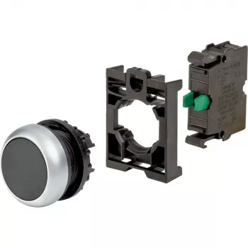 Eaton M22-D-S-K10-BVP mygtukas, plokščiasis, juodas, plastikinis priekinis žiedas, 1NO 110933