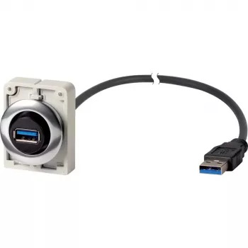 Eaton M30C-FUSB-60 USB 3.0 Type A lizdas, montuojamas į skydą, su 1,5 m kabeliu, metaliniu priekiniu žiedu Y7-187084