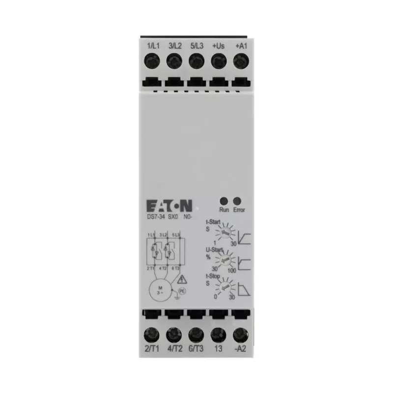 Eaton DS7-340SX009N0-N švelnaus paleidimo įtaisas, 9 A, 4 kW, 200-460 V AC, 24 V AC/DC valdymas, pilkas 134910