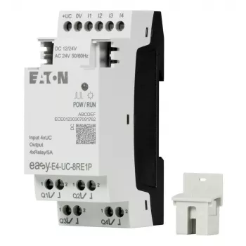 Eaton EASY-E4-UC-8RE1P išplėtimo modulis, 8 relių išėjimai, 12/24 V DC, 24 V AC, DIN bėgelis 197510