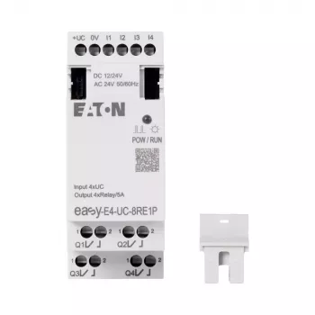 Eaton EASY-E4-UC-8RE1P išplėtimo modulis, 8 relių išėjimai, 12/24 V DC, 24 V AC, DIN bėgelis 197510