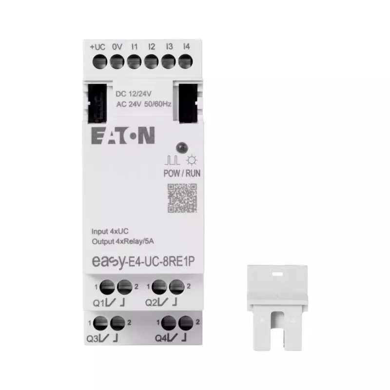 Eaton EASY-E4-UC-8RE1P išplėtimo modulis, 8 relių išėjimai, 12/24 V DC, 24 V AC, DIN bėgelis 197510