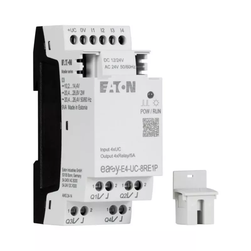 Eaton EASY-E4-UC-8RE1P išplėtimo modulis, 8 relių išėjimai, 12/24 V DC, 24 V AC, DIN bėgelis 197510