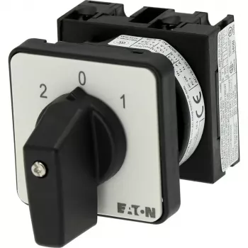 Eaton T0-1-15421/E kumštelinis jungiklis, 1 polius, ON-OFF, 20 A, 690 V AC, svirtinė rankenėlė, juodas, priekinė plokštė 48x48 mm 095806