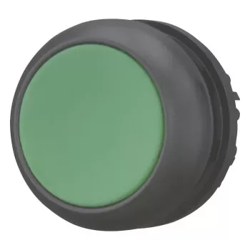 Eaton M22S-D-G mygtuko spaudiklis, plokščias, momentinis, žalias mygtukas, juodas plastikinis apvadas, 22,5 mm, IP66/IP67/IP69 216597